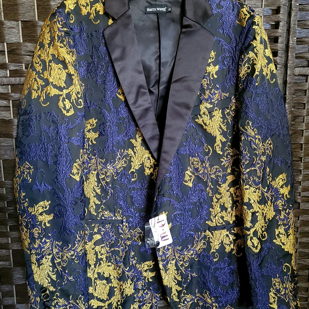 Men's Blue and Gold Blazer